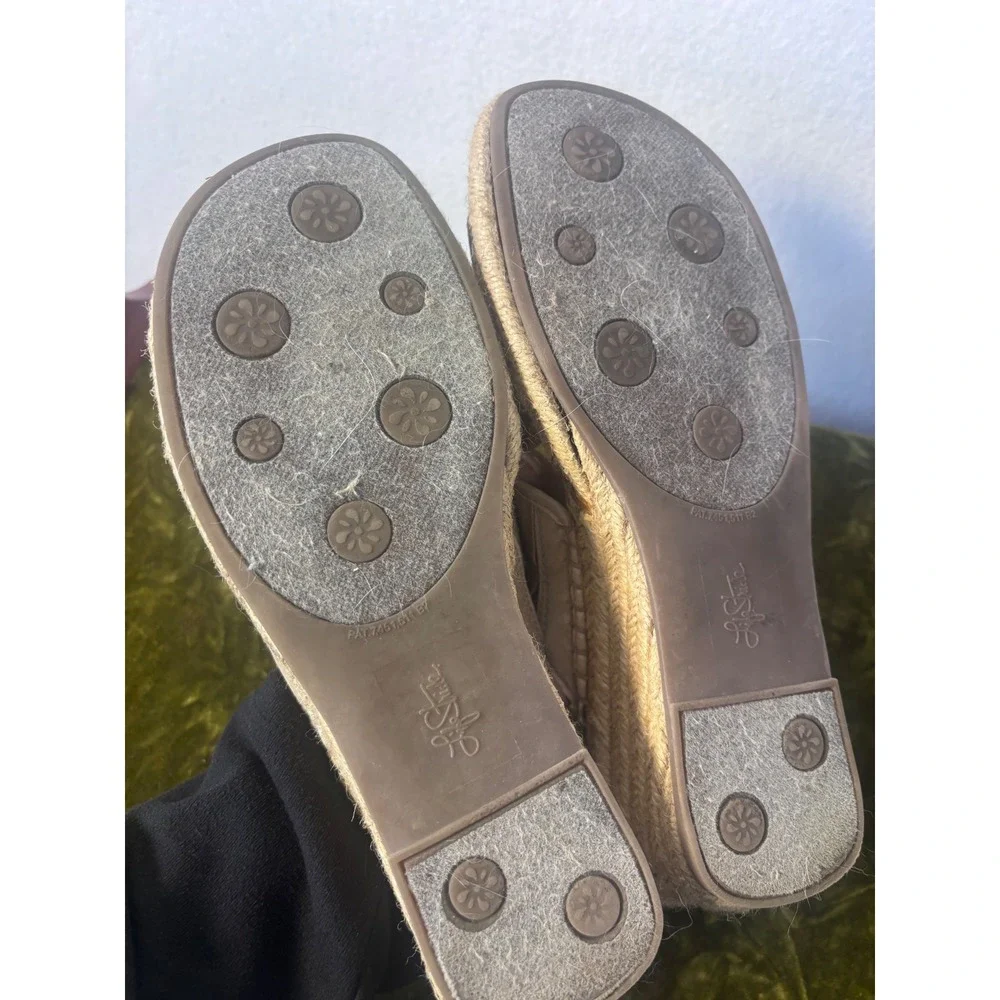 Life Stride Racy Beige Fabric Espadrille Wedge Sandals Flower 9 M‎